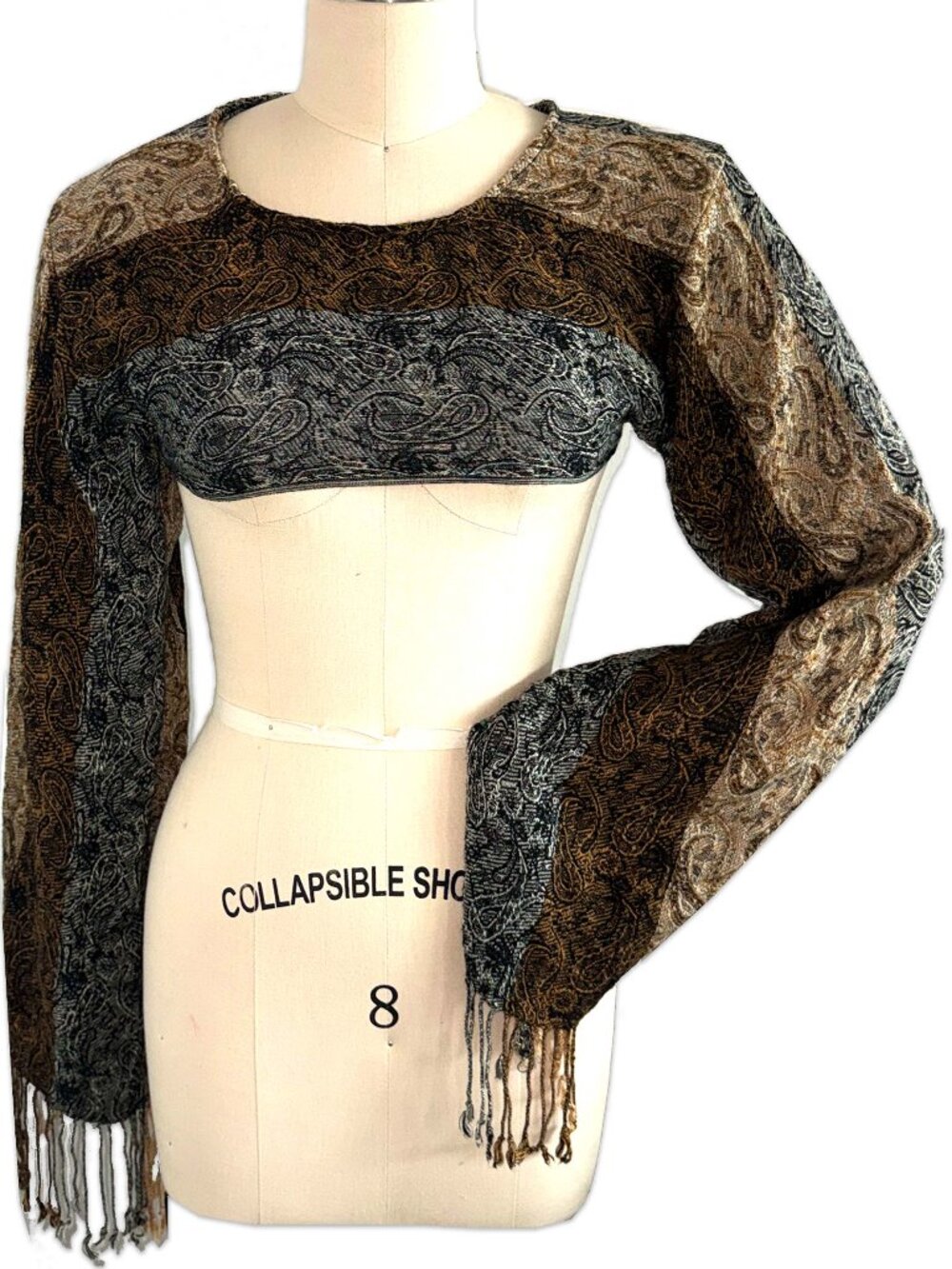 upcycled neutral paisley pashmina scarf shrug ♡